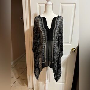Black and grey open front blouse (E)